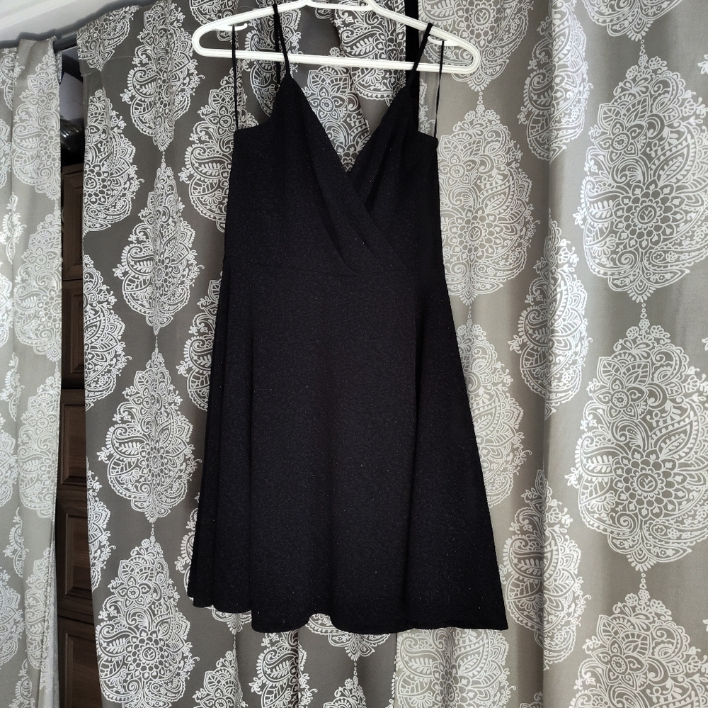 Revamped little black dress. US small, black glitter evening gown